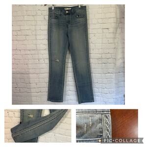 Levi's Mid-Rise Southwest Aztec Embroidered Tuxedo Stripe Skinny Jeans Sz 29